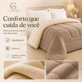 [COMPRE 1, LEVE 3] Coberdrom Casal Sherpa - Edredom Premium Algodão Turco e pele de Carneiro